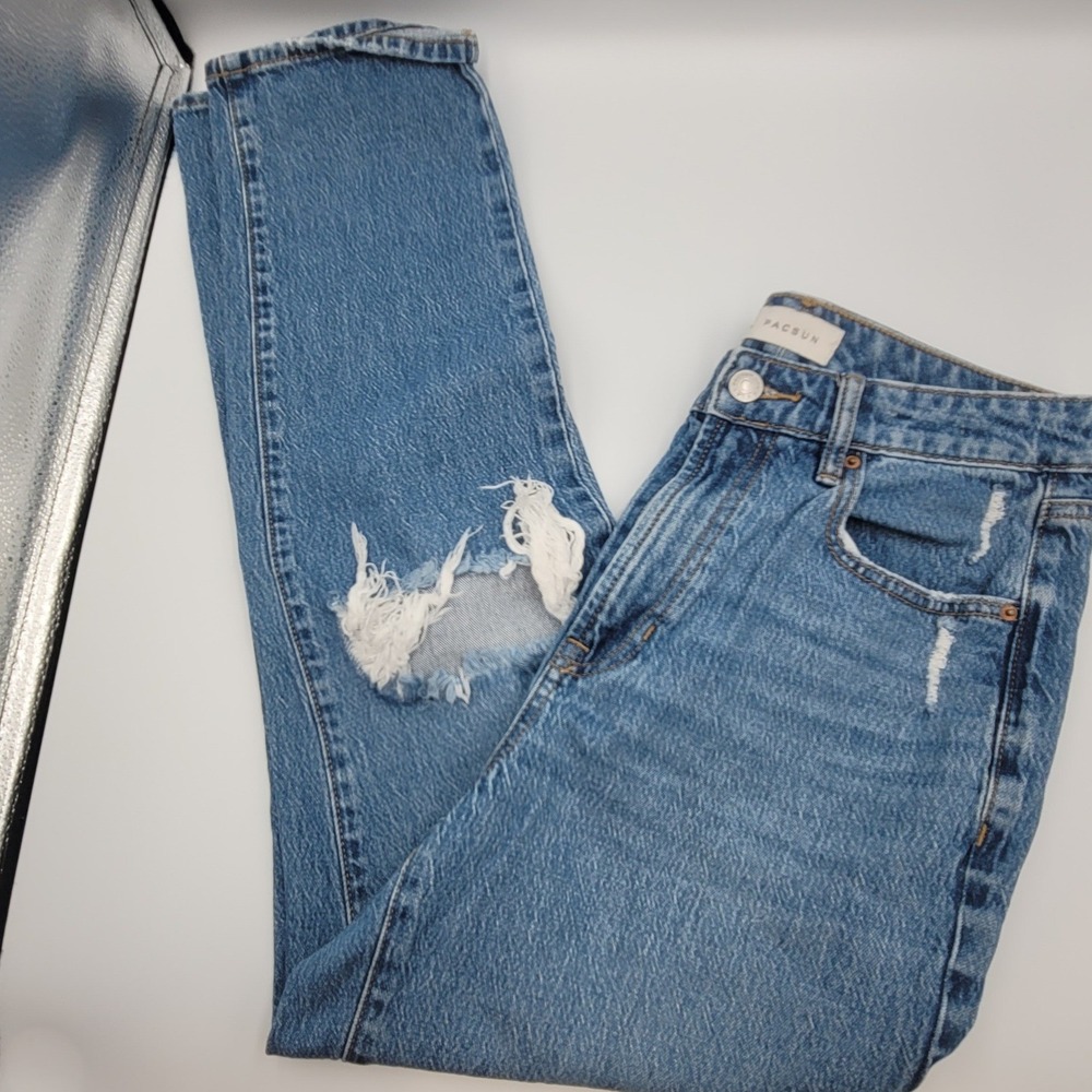 PacSun Womens High Waisted Distressed 90s Style Mom Jeans Size 27 Distressed